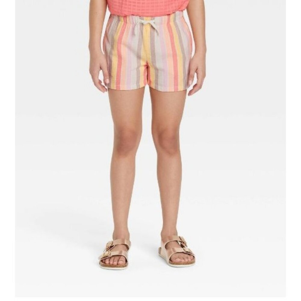 Cat & Jack  Girls' Drawstring Pull-On Striped Shorts Multicolor Size M (8)